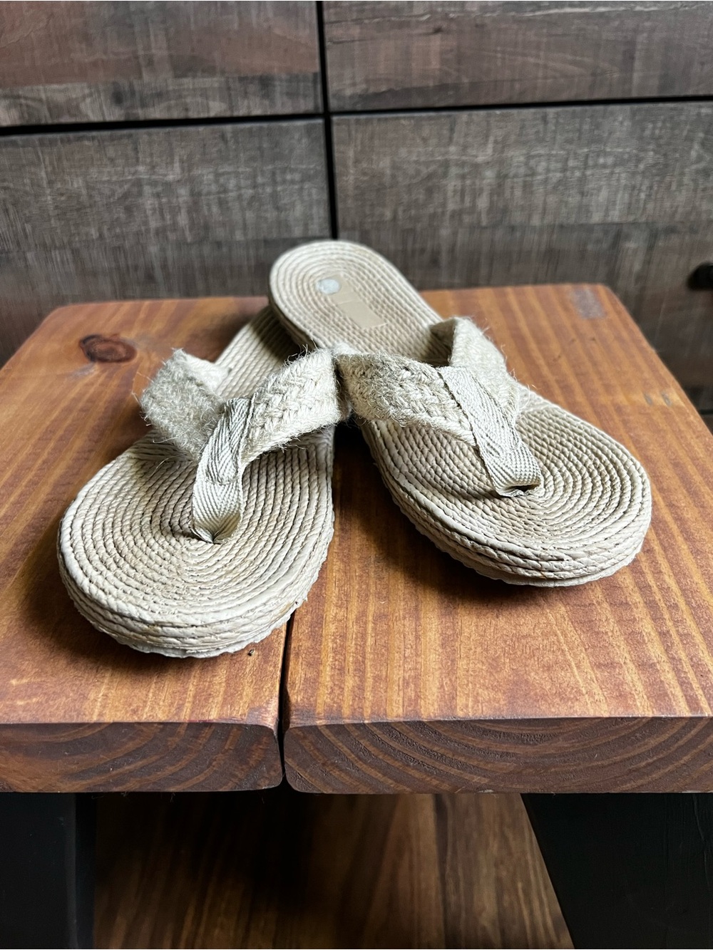 Amazon Beige Woven Flip Flop Sandals